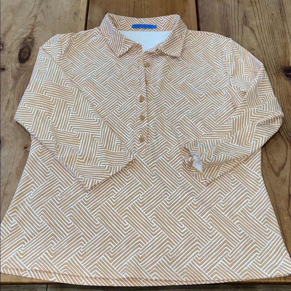 J. McLaughlin Tan and White Court Top